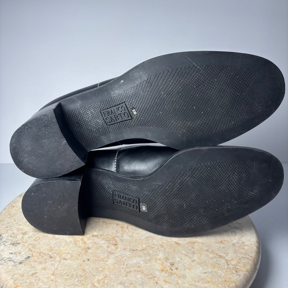Franco Sarto Womens Black Leather Chunky Block Heel Loafer‎ Pumps 8M READ - Picture 10 of 10